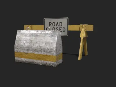 Barrier Pack Low-poly 3D model