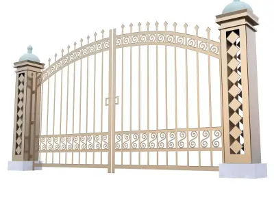 Decorative Metal Entrance Gate Low Poly PBR 3D Model Low-poly 3D model