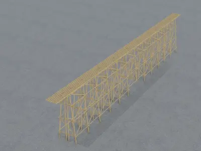 Trestle tall wooden structure Low-poly 3D model
