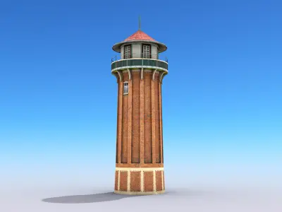 Tall Water Tower Low-poly 3D model