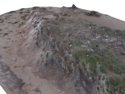 Beach Mud Mound - High and Low Poly versions Low-poly 3D model