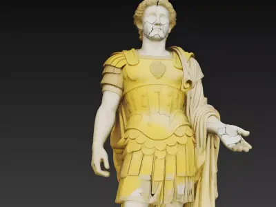 Stylized Roman Commander Statue 3D Model Low-poly 3D model