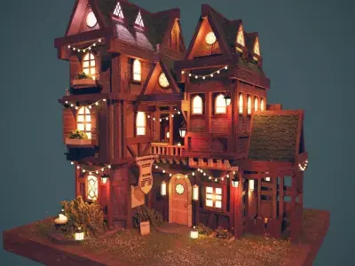 Medieval House Low-poly 3D model