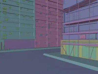 Cyberpunk back streets Low-poly 3D model