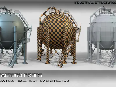 industrial structures Vol 01- 5 Factory Props (Low Poly - Base Mesh)