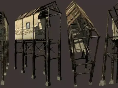 Harbourside Industrial Shack Low-poly 3D model