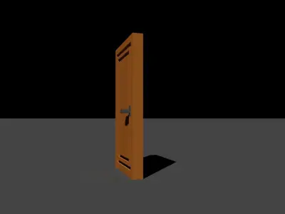 Wooden door Voxel model  Low-poly 3D model