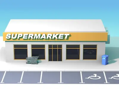 SuperMarket cartoon-style 3D model