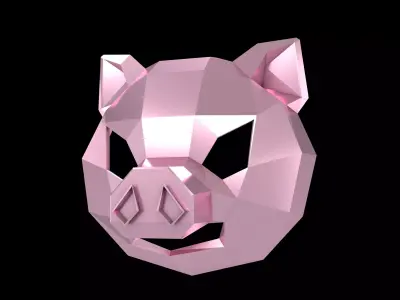 Lowpoly Pig Mask V1 003 Low-poly 3D model
