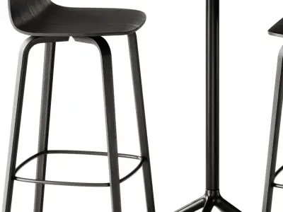 Visu Bar Stool and Still Cafe Table by Muuto 3D model