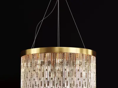 Chandelier gold and glass hanging Low-poly 3D model