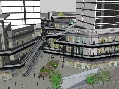 modern highrise with shops on podium  sketchup 3d model 3D model