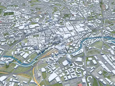 West Yorkshire UK 70km Low-poly 3D model