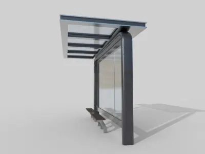 Bus Shelter 04 Low-poly 3D model