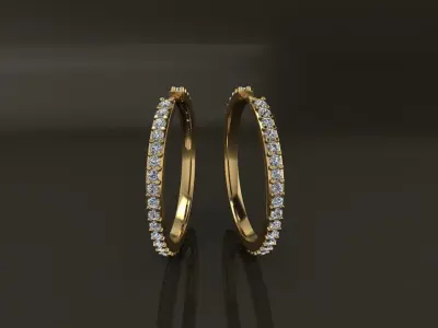 Earring Infinity Diamond Hoop Large Size 19mm Inside Diameter 3D print model