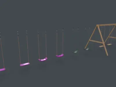 PBR Modular Outdoor Playground Swing Sets B Low-poly 3D model