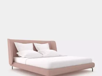 Bed with round headboard 3D model
