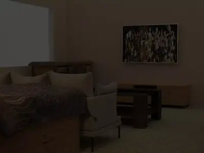 Bedroom living room with piano Free low-poly 3D model
