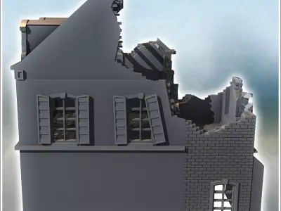 Two-story building with baroque-style roof windows and rear anne 3D print model purchase