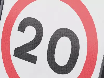 Speed Limit 20 Miles Square Road Sign Low-poly 3D model