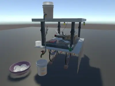 Low Poly Indian Vendor Stall 3D Model Free low-poly 3D model