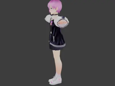 SciFi 3d anime kawaii girl character c19 Low-poly 3D model