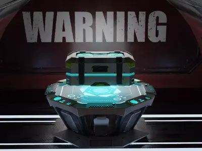 3D Sci Fi Hangar Interior with scifi box  3D model