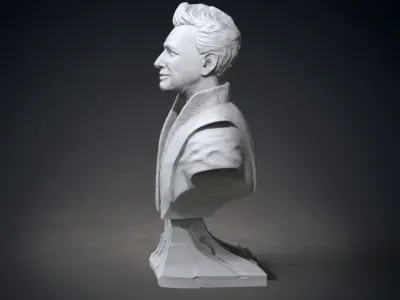 The Grandmaster bust of man with curly hair 3D print model