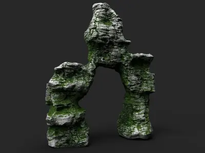 Mossy Cliff Rock 23-4 Low-poly 3D model