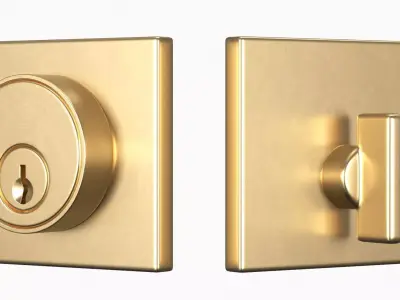 Tumalo Brass Single Square Deadbolt 3D model