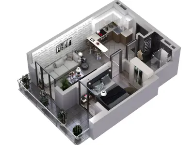 3D floor plans apartment 3D model