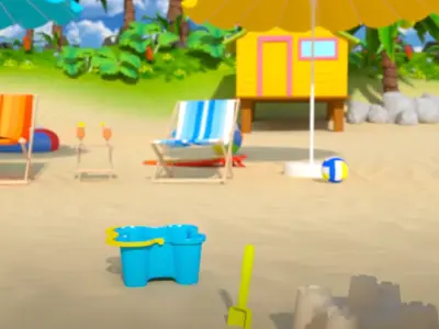Beach cartoon 3D model