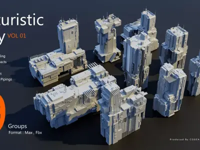 Futuristic City Pack vol 01 3D model