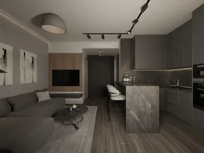 Living room Low-poly 3D model