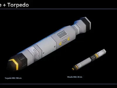 Spaceship Marwitz Cruiser Low-poly 3D model