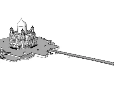Christ the Savior Cathedral Fund Low-poly 3D model