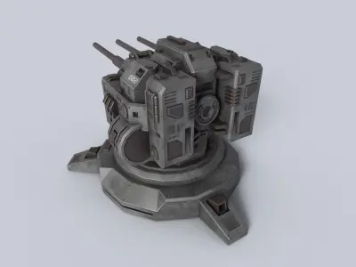 Defense turret Low-poly 3D model