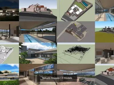 Suburb Houses 3D Model Pack