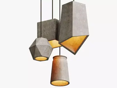 modern pendant lights made of concrete 3D model