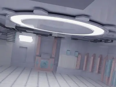 space stations passages sci fi scenarios corridors 3D model