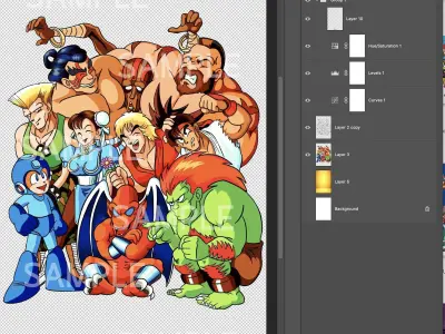 Rockman And friend Street Fighter RYu Ken Chunli 3D model