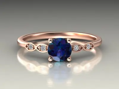 Solitaire Engagement Diamond Women Ring US Size 5-8 3D print model