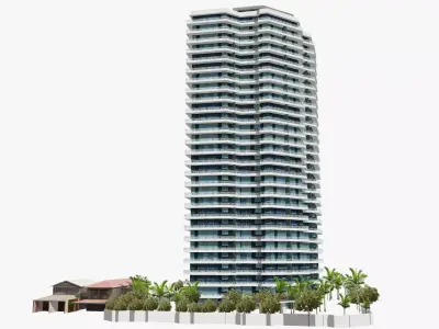 Spinnaker tall building Low-poly 3D model