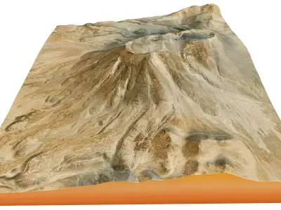 Lascar stratovolcano 3d terrain model Low-poly 3D model