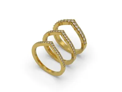 3 Rings Light Modern Diamond - Jewelry 3D - AN-615 3D print model