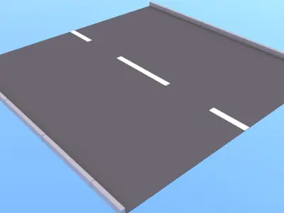 Cartoon roads elements Low-poly 3D model