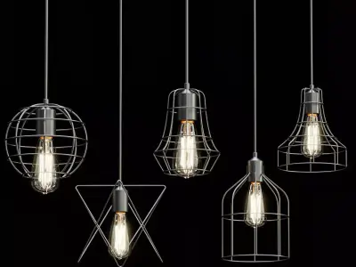 Lampara Vintage Techo comparacion 3D model