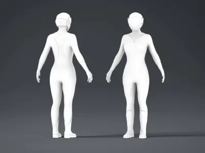 WOMAN SCI-FI BIKER 3D model