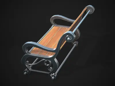 stylized bench Low-poly 3D model