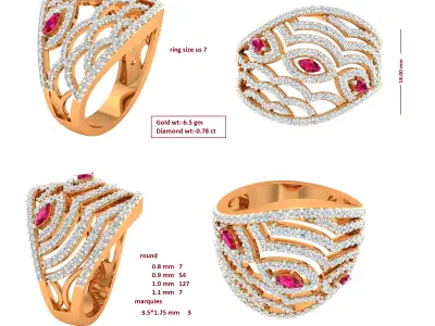 Diamond Ring for Women 3D print model 4